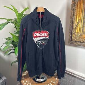 Ducati Corse, Moto GP, Racing Jacket, Full Zip, Black Red Stripe - Sz M